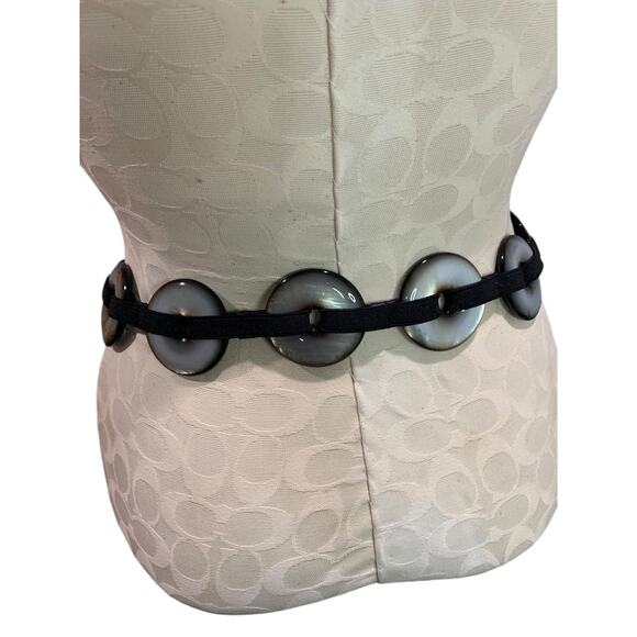 One Size Womens Reversible Statement Belt Stretch Elastic Toggle Clasp